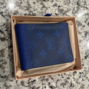 Louis Vuitton Blue Monogram Bi-Fold Wallet